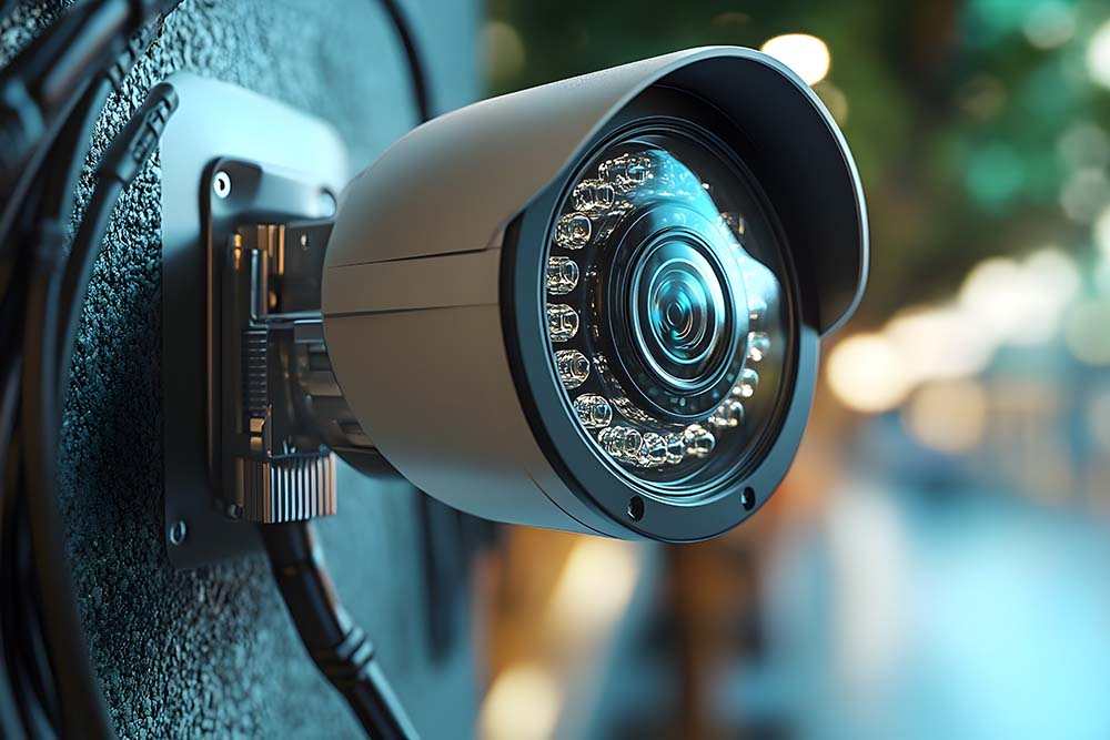 Close up 3D Render of CCTV with LAN Cable and Connector for Netw custom security systems for industrial, condos, gated community applications, toronto, Ontario, Canada, Brampton security, CCTV GTA